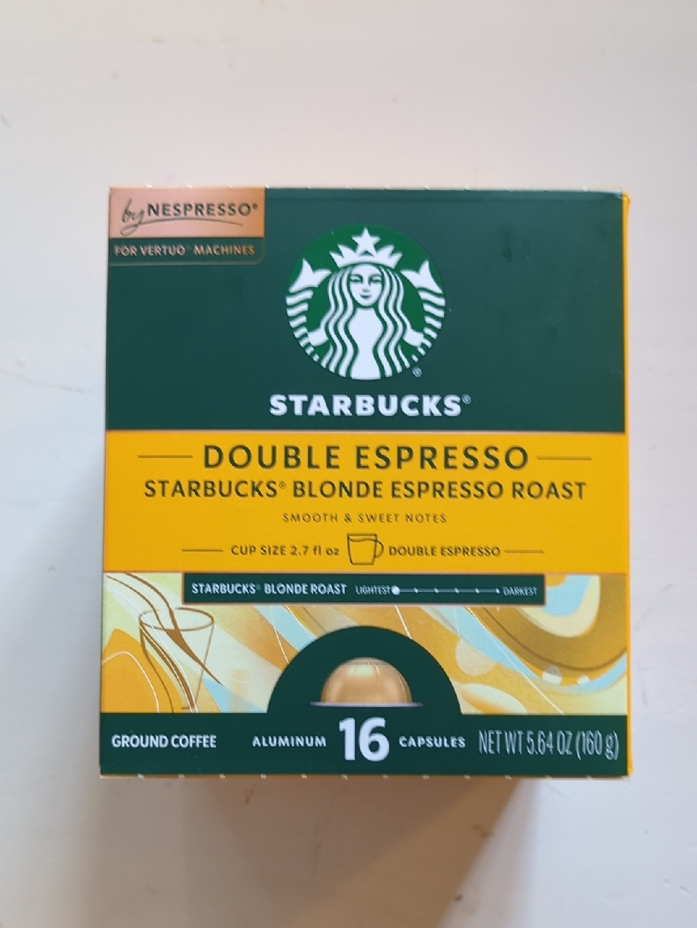 New Nespresso Starbucks Blonde Double Espresso Vertuo 16 Capsules